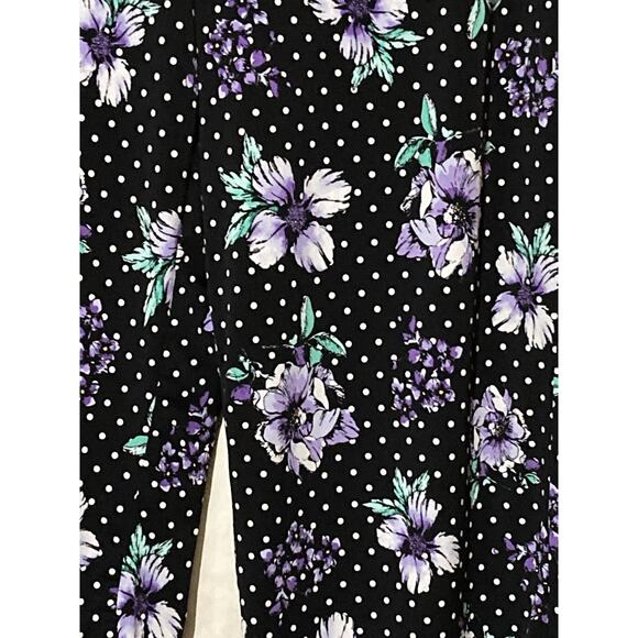 Susan Graver Liquid Knit Floral Polka Dot Wide Leg Cropped Pants Sz L Pull On - Picture 4 of 7